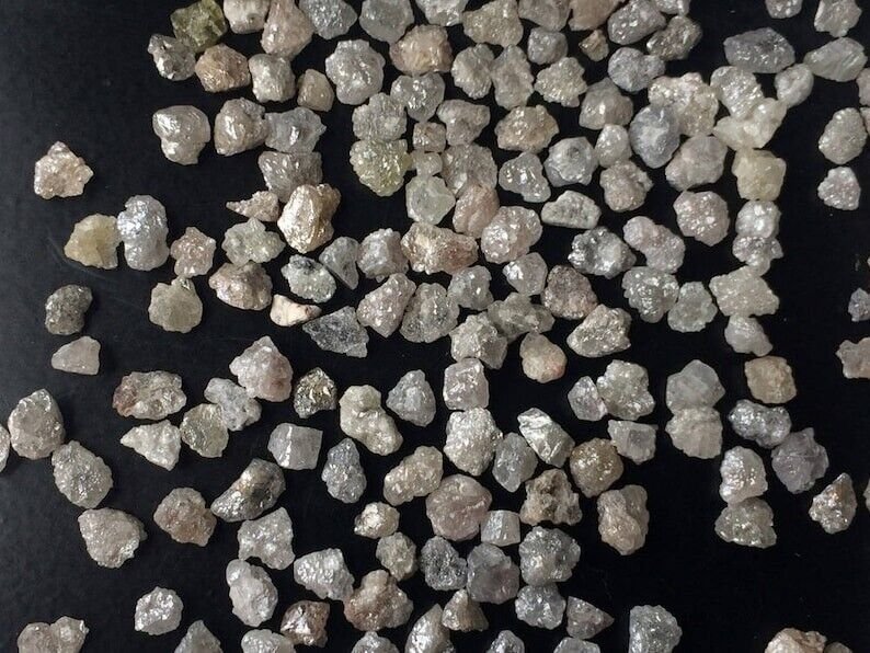 Natural Rough Diamonds Grey Flat Raw Diamond Slice Perfect For Making Jewellery
