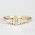 Baguette Cut Simulated Diamond Ring 14K Gold Plated Promise Ring Gift For Her