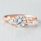 1.60Ct Round Cut Moissanite Ring 14K Rose Gold Anniversary Ring Gift For Women
