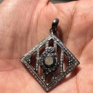 Square Art Deco Pendant 925 Sterling Silver Vintage Jewellery Collection
