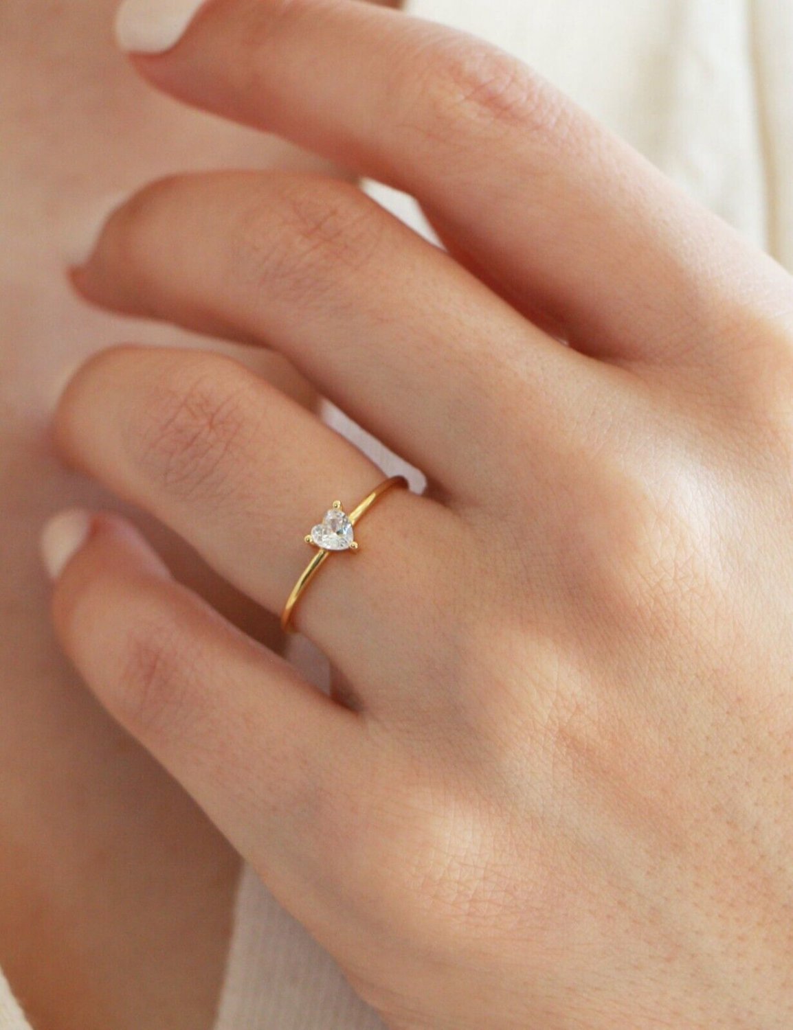 1 Ct Heart Cut Simulated Diamond Ring 14K Gold Plated Proposal Ring Gift For Her