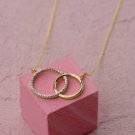 Round Cut Simulated Double Circle Pendant Necklace Anniversary Gift For Necklace