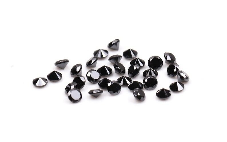0.34Ct Brilliant Round Cut Loose Diamond Black Natural Diamond For Earring Pair