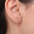 Solid Round Cut Simulated Lightning Single Earring Wedding Gift Earring For Her
