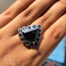 Trillion Shape Black Moissanite Ring 925 Silver Art Deco Wedding Ring For Women