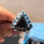 Trillion Shape Black Moissanite Ring 925 Silver Art Deco Wedding Ring For Women
