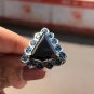 Trillion Shape Black Moissanite Ring 925 Silver Art Deco Wedding Ring For Women