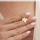 Solid Pendant Custom Maple Leaf Necklace Personalized Date Engraved Necklace