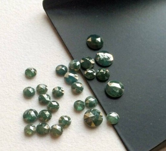 Natural Round Cut Diamond Cabochons Blue Rose Cut Loose Diamond For Jewelry