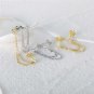 0.08Ct Round Cut Stud Earrings Flower Double Stud Chain Earrings Gift For Her