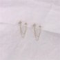 0.08Ct Round Cut Stud Earrings Flower Double Stud Chain Earrings Gift For Her