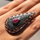 Ruby Gemstone Boho Ring 925 Silver Art Deco Stunning Ring For Wedding Gift