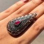 Ruby Gemstone Boho Ring 925 Silver Art Deco Stunning Ring For Wedding Gift