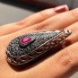 Ruby Gemstone Boho Ring 925 Silver Art Deco Stunning Ring For Wedding Gift