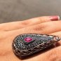 Ruby Gemstone Boho Ring 925 Silver Art Deco Stunning Ring For Wedding Gift