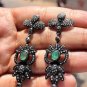Emerald Gemstone Dangle Earring 925 Sterling Silver Black Rodium Earrings