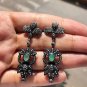 Emerald Gemstone Dangle Earring 925 Sterling Silver Black Rodium Earrings