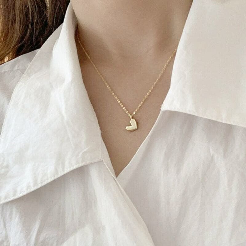 Sterling Silver Heart Shape Pendant Necklace Dainty Valentine Gift For Women