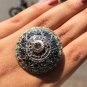 Stunning Round Cut Natural Blue Diamond 925 Silver Art Deco Boho Wedding Ring