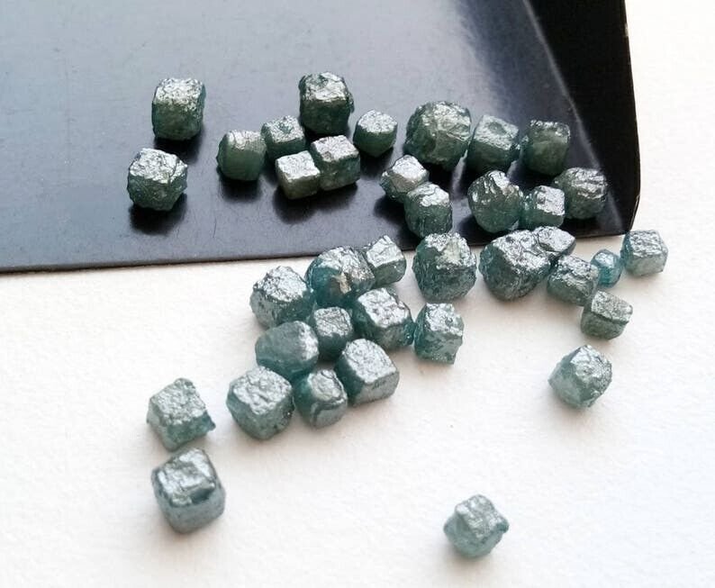 1.60ct Blue Rough Diamond Cube Natural Raw Diamonds Cube For Diamond Jewelry