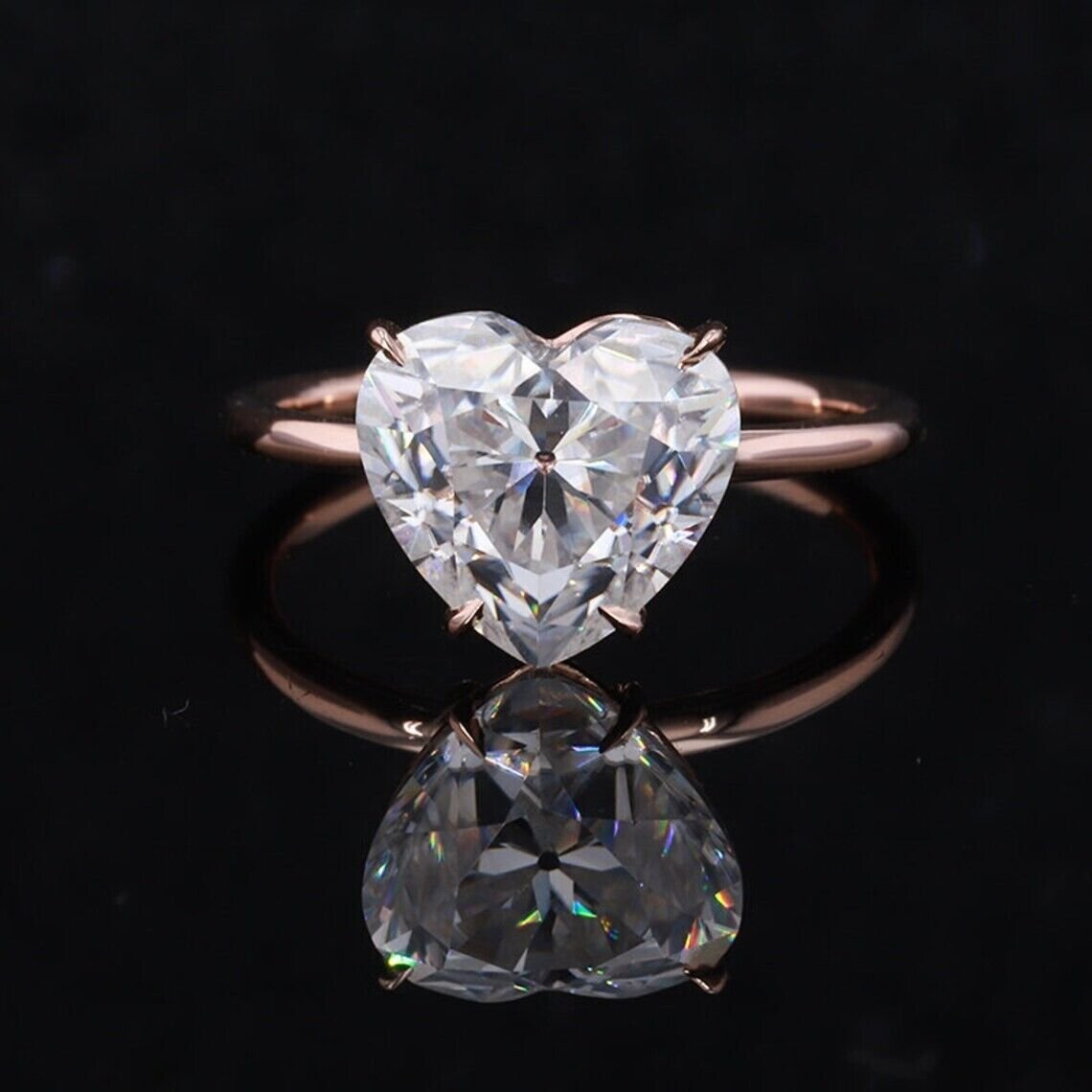 3 Ct Heart Shape Simulated Diamond Ring Prong Set Wedding Gift Ring For Women