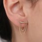 Round Simulated Double Chain Stud Earring Stylish Single Earring Wedding Gift