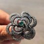 Emerald Gemstone Ring 925 Sterling Silver Art Deco Wedding Ring Gift For Her
