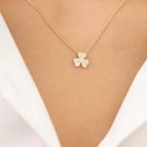 Round Cut Simulated Three Leaf Clover Necklace 925 Silver Wedding Gift For Her