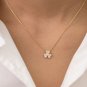 Round Cut Simulated Three Leaf Clover Necklace 925 Silver Wedding Gift For Her
