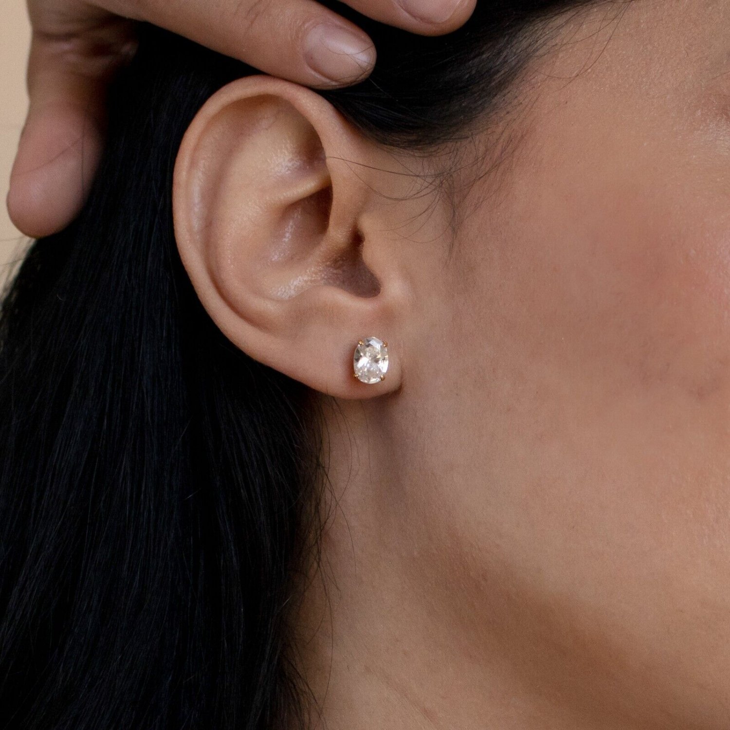 2ct Oval Cut Simulated Stud Earring 14k Gold Plated Promise Gift Earring For Her