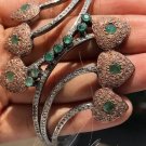 Round Cut Emerald Gemstone Vintage Style Bracelet 925 Silver Unique Bracelet
