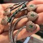 Round Cut Emerald Gemstone Vintage Style Bracelet 925 Silver Unique Bracelet