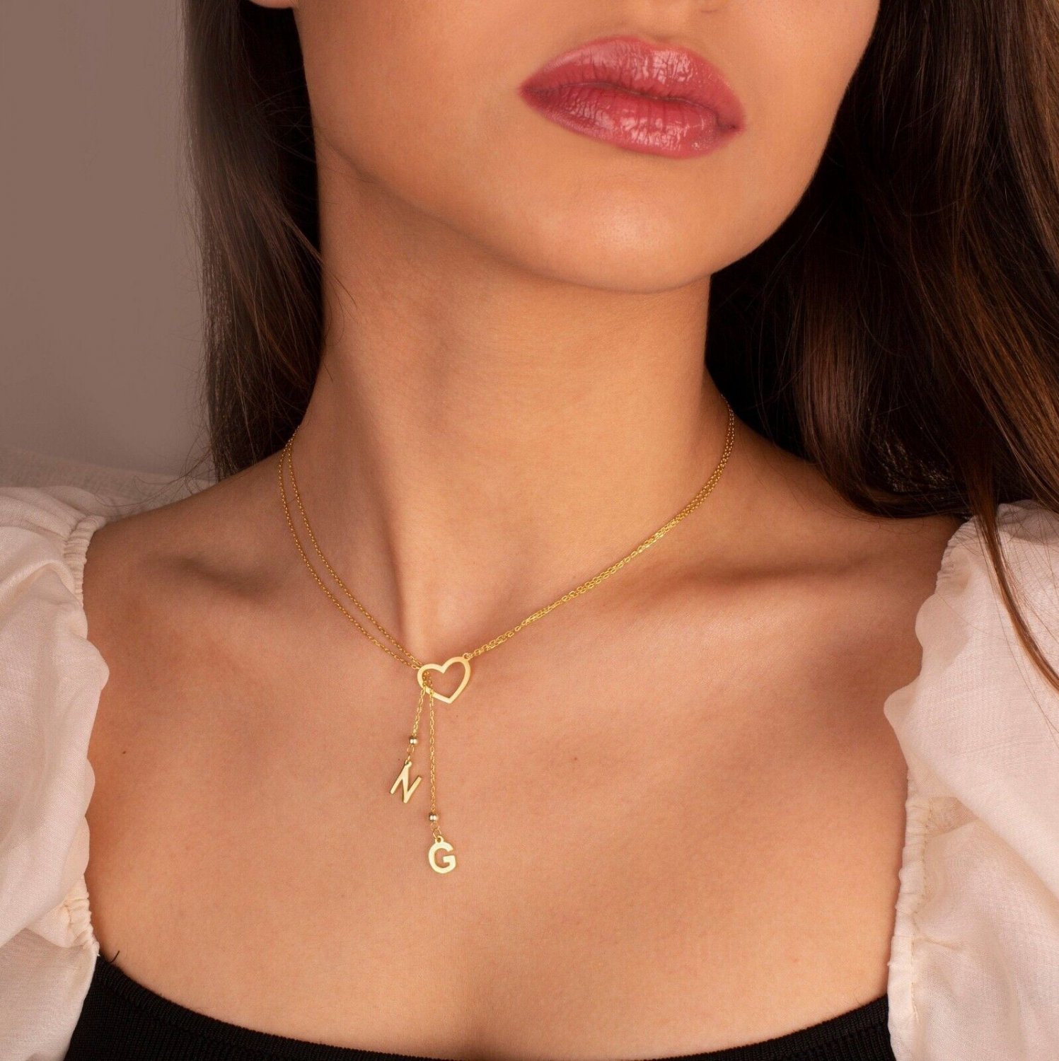 925 Sterling Silver Initial Heart Necklace Anniversary Gift Necklace For Women
