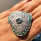 Emerald Gemstone Stunning Ring 925 Sterling Silver Unique Delicated Deco Ring
