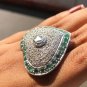 Emerald Gemstone Stunning Ring 925 Sterling Silver Unique Delicated Deco Ring
