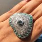 Emerald Gemstone Stunning Ring 925 Sterling Silver Unique Delicated Deco Ring