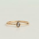Grey Natural Pear Cut Diamond Ring Solid Anniversary Gift Stacking Ring For Her