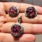 Pink Gemstone Earring & Pendant Set 925 Sterling Silver For Personalized Gift