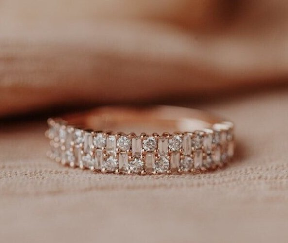 3.5CT Round And Baguette Ct Simulated Diamond Proposal Wedding Band Ring For Her