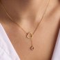 Round Cut Simulated Heart Lariat Necklace Dainty Wedding Gift Necklace For Women