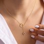 Round Cut Simulated Heart Lariat Necklace Dainty Wedding Gift Necklace For Women