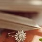 Cushion Cut Moissanite Diamond Ring Flower Shape Engagement Ring Gift For Her
