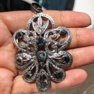 Vintage Style Emerald 925 Sterling Silver Pendant - Solid Delicate Jewellery