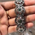 Art Deco Emerald Gemstone Bracelet Unique 925 Sterling Silver Promise Gift