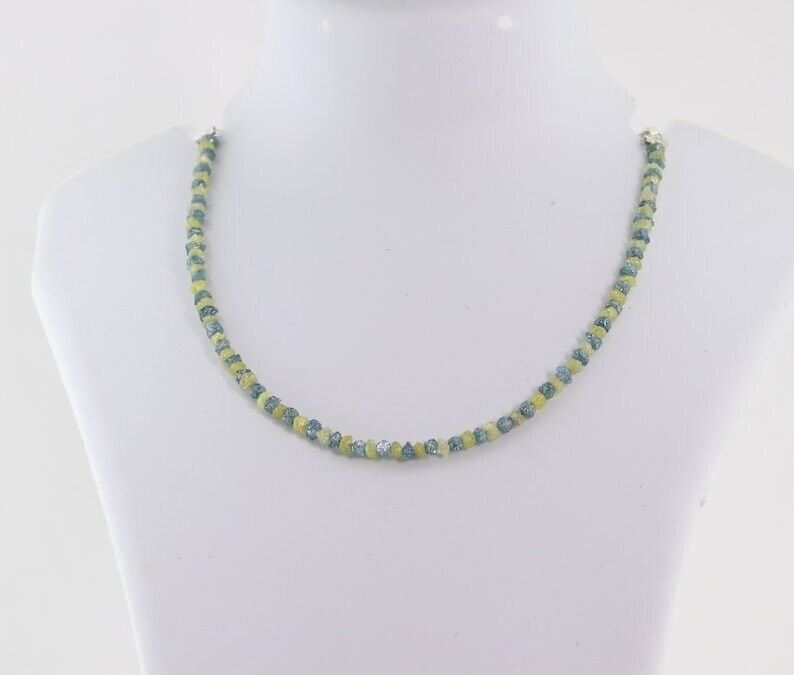 Yellow & Blue Rough Diamond Necklace Natural Raw Loose Diamond Bead For Necklace
