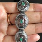 Art Deco Emerald Gemstone Bracelet 925 Sterling Silver Vintage Jewelry For Gift