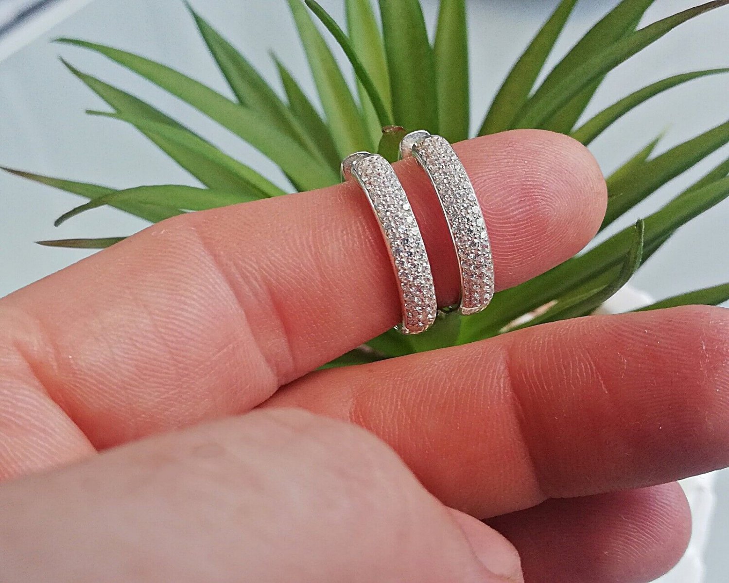Solid Round Cut Simulated 3 Row Hoop Earrings Wedding Gift For Earrings For Her