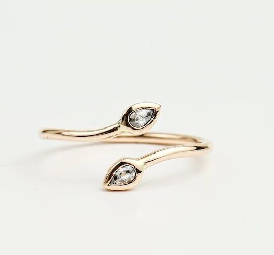 0.14ct Two Stone Pear Cut Natural Diamond Ring Anniversary Ring Gift For Women