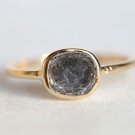0.32Ct Natural Salt & Pepper Diamond Ring 14K Gold Engagement Ring Gift For Her