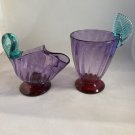Vintage Martha's Vineyard Glassworks Art Studio Creamer & Sugar EUC USA